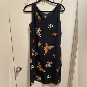 Mica Sleeveless Butterfly Print Dress – Size 10 – Black Floral Midi